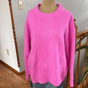 J. Crew Vibrant Pink Crew Neck Sweater new with tags. Size medium.